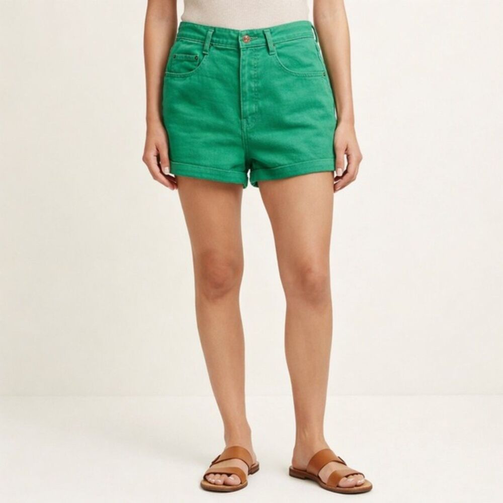 Vintage 80s Guess Jeans Kelly Green Denim Cutoff Shorts Georges Marciano Size 26